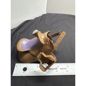 Paradise Kids Toy Horse Saddle  With Stirrup & Straps Tab Brown Purple Gray